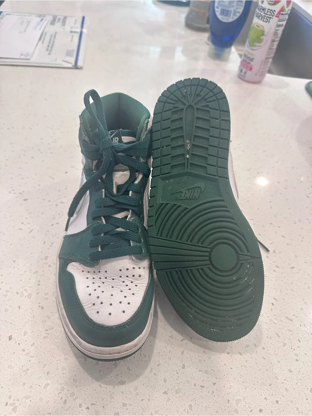 Nike Air Jordan’s High-Top Sneakers in Green and White- Women/Boys